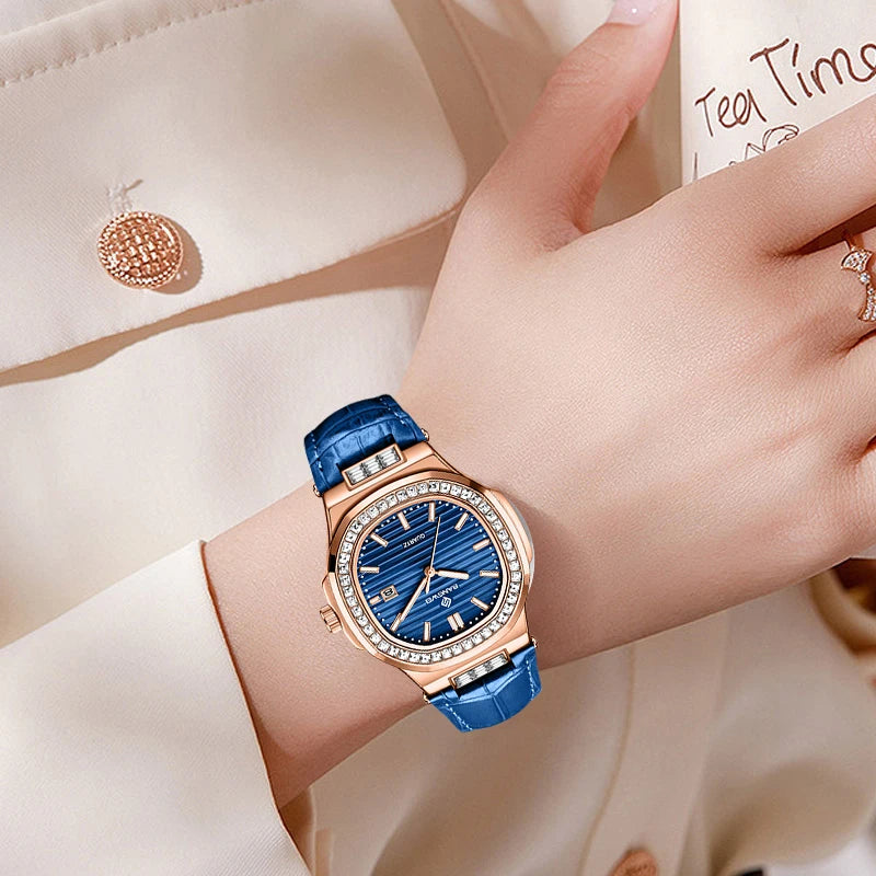 LIGE Bangwei Fashion Simple Quartz Woman Watch Diamond Watches Auto Date Waterproof Leather Casual Sport Women's Wristwatch Gift