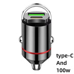 Caricabatterie da auto USB mini da 200 W con doppia porta, adattatore per caricabatterie da auto a ricarica rapida per iPhone 13 12 Xiaomi Huawei Samsung 