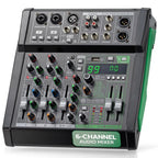 Mixer audio a 6 canali, controller DJ da studio Bluetooth, effetti digitali, interfaccia USB, compatibile con MP3, ingressi XLR