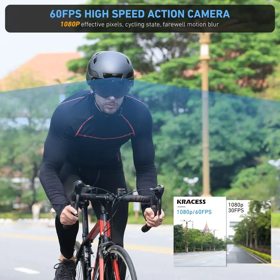 Caschi da bici per uomo, caschi intelligenti per adulti con telecamera sportiva 1080P 60 fps, doppia antenna, casco da bici da donna Bluetooth 