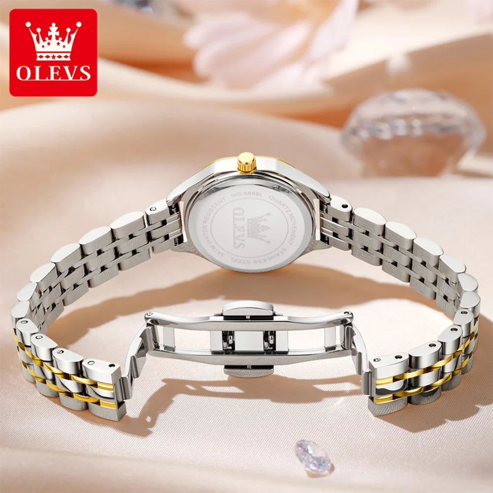 OLEVS Luxury Ladies' Watches Waterproof Simple Stylish Quartz Watch for Women Stainless Steel Square Dial Original Wristwatch