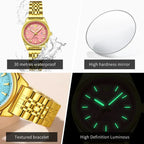 OLEVS Nuovo 3703 Orologi Donna Elegante Orologio al Quarzo Impermeabile Luminoso Acciaio Inossidabile Data Orologi Donna Braccialetto Confezione Regalo 