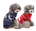 Maglione festivo per animali domestici - Design con renne natalizie blu e rosse