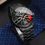 1 orologio a sorpresa misterioso con scatola cieca - Orologi sportivi da uomo alla moda con ruota di auto 3D, cinturino in acciaio inossidabile (senza scatola) 