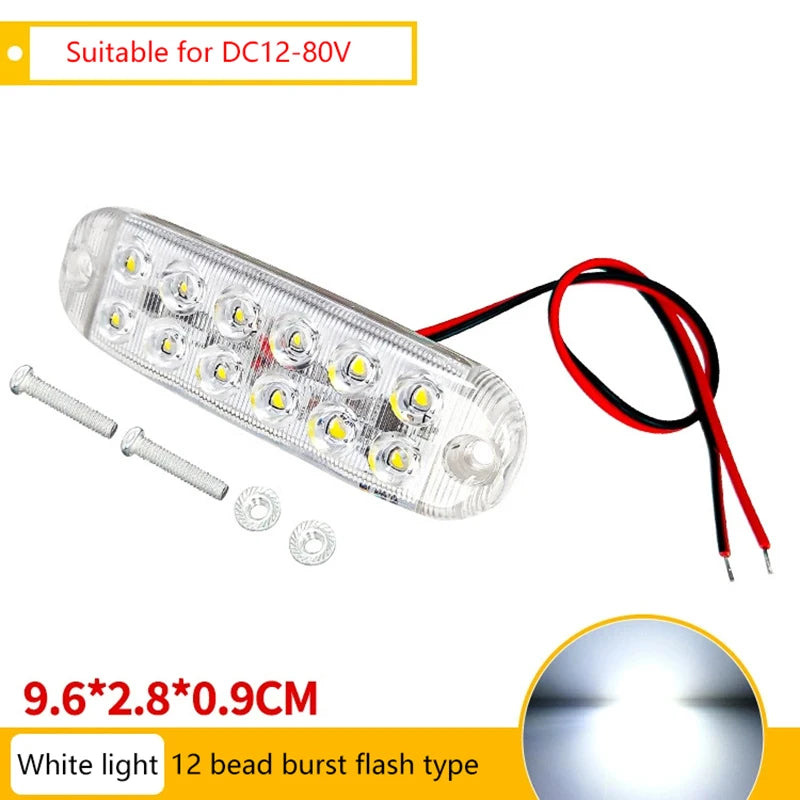 Luci di segnalazione laterali stroboscopiche a 12 LED, barra luminosa lampeggiante per auto, camion, luci di segnalazione, luci di segnalazione per griglia da 12 V a 80 V 