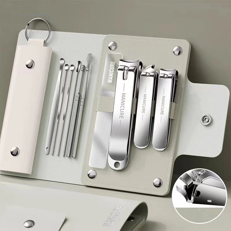 Set manicure da 6-9 pezzi con custodia in pelle, kit di strumenti professionali per la cura dei piedi e del viso, set di tagliaunghie in acciaio inossidabile, regalo 