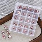20 pezzi di decorazioni per nail art con diamanti impilati in vetro 3D, strass trasparenti/rosa/blu di lusso, ciondoli per unghie, accessori per manicure fai da te 