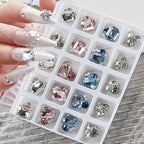 20 pezzi di decorazioni per nail art con diamanti impilati in vetro 3D, strass trasparenti/rosa/blu di lusso, ciondoli per unghie, accessori per manicure fai da te 