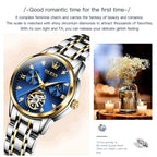 Orologio da donna OLEVS 6608 con movimento meccanico automatico, orologio da polso da lavoro, impermeabile, in acciaio inossidabile, con calendario, per donna 