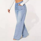 Edizione 25 – Jeans a gamba larga con coulisse a vita alta – Azzurro
