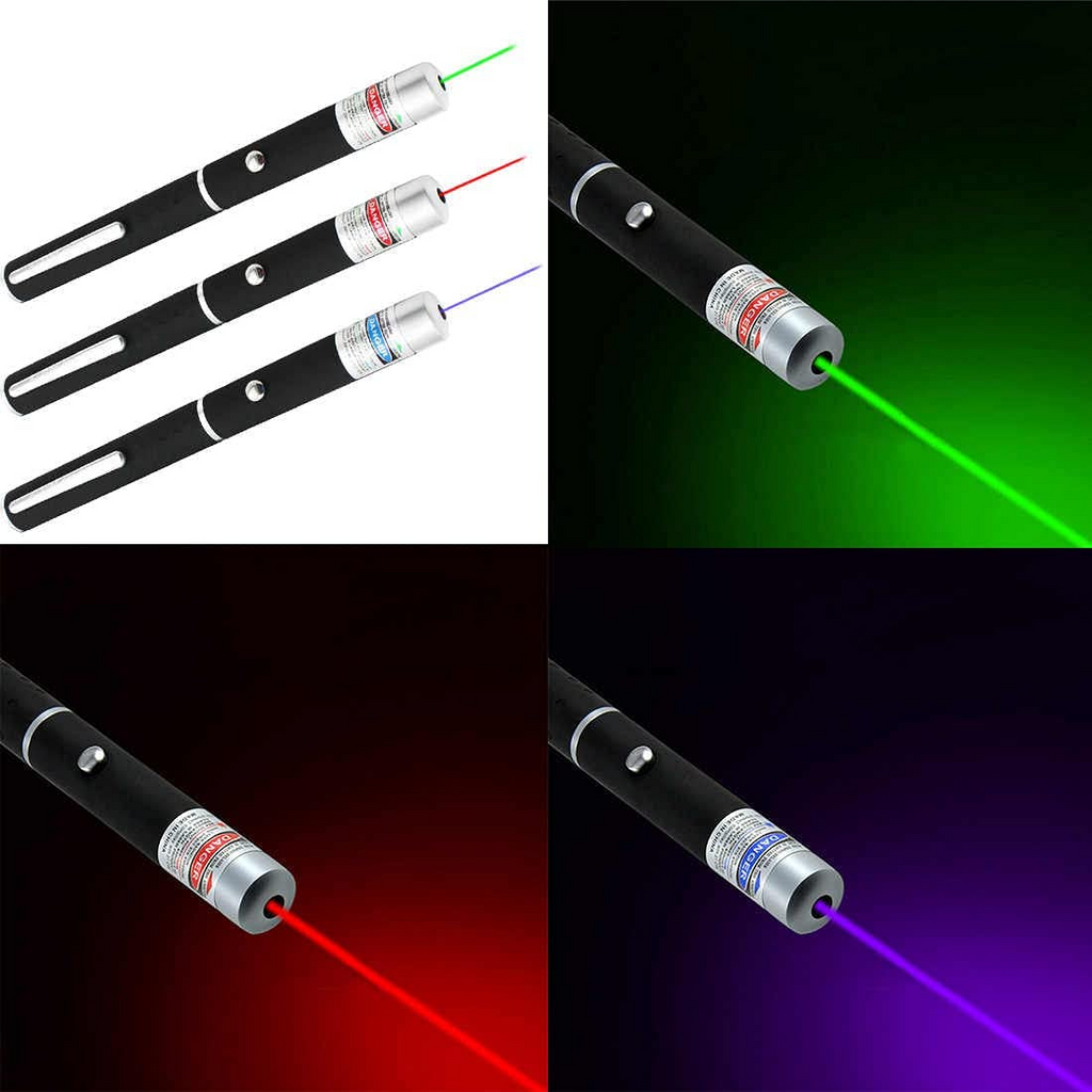 3 confezioni di penna puntatore laser da 900 miglia, luce verde blu rossa, raggio visibile