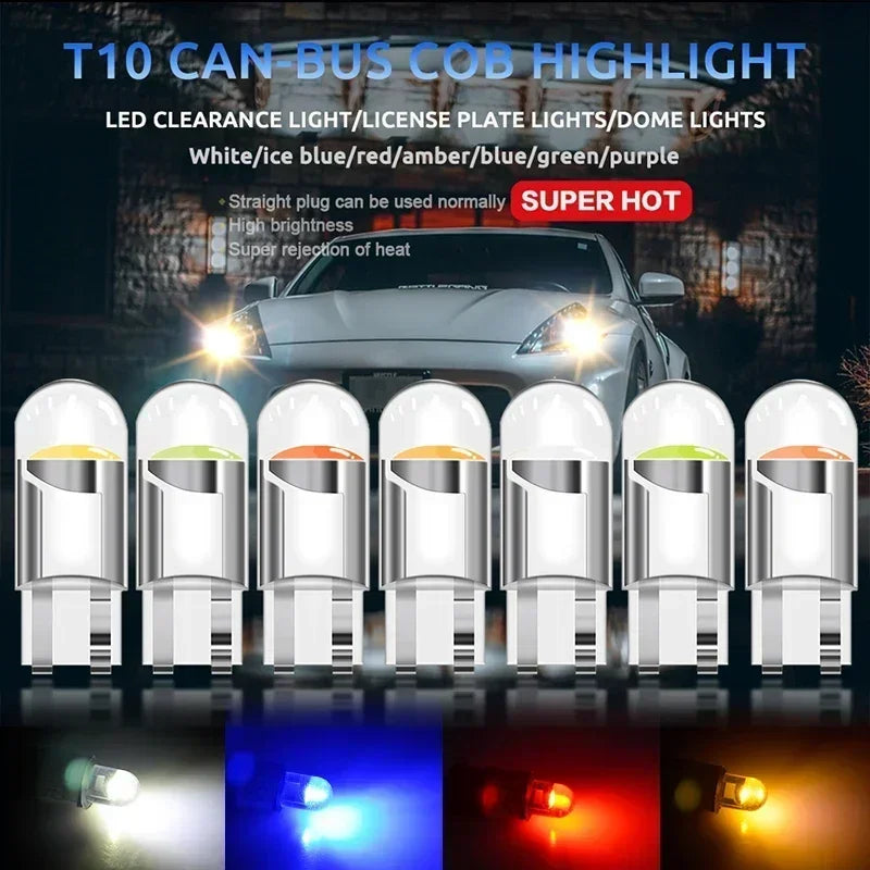 10x nuovissime lampadine a LED W5W T10 per auto COB in vetro 6000K per targa auto, luci diurne, stile lampadina 12V 