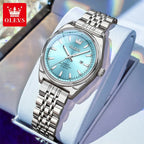 OLEVS Nuovo 3703 Orologi Donna Elegante Orologio al Quarzo Impermeabile Luminoso Acciaio Inossidabile Data Orologi Donna Braccialetto Confezione Regalo 