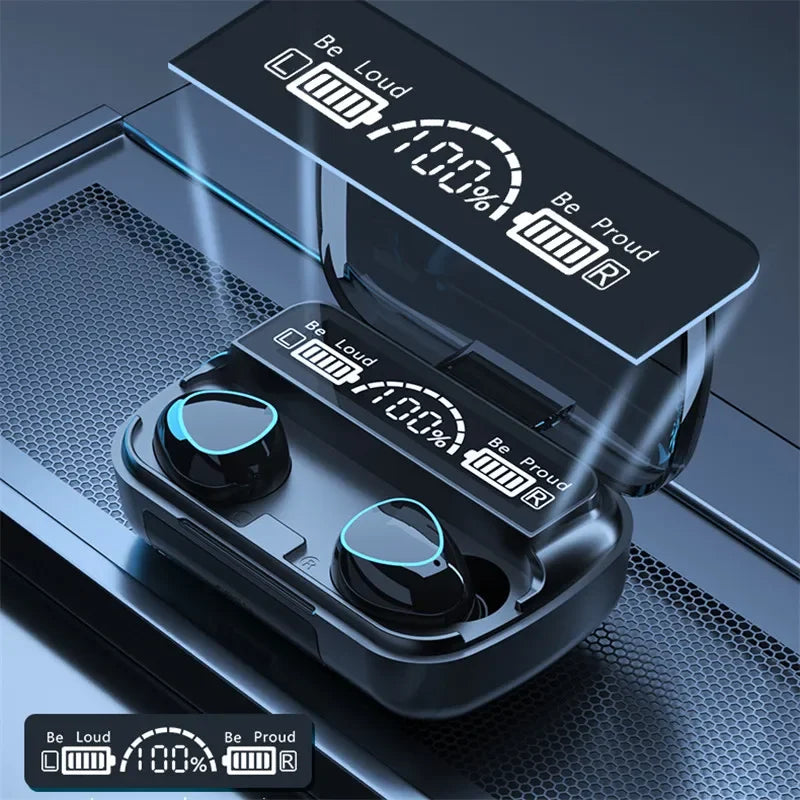 Cuffie wireless M10 TWS: connessione Bluetooth, scatola di ricarica, stereo 9D, auricolari sportivi impermeabili + microfono 