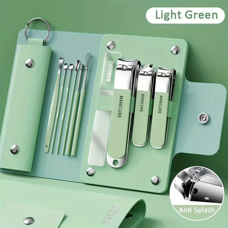 Set manicure da 6-9 pezzi con custodia in pelle, kit di strumenti professionali per la cura dei piedi e del viso, set di tagliaunghie in acciaio inossidabile, regalo 