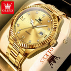 OLEVS 3623 Orologio da uomo al quarzo di alta qualità, in acciaio inossidabile, impermeabile, luminoso, calendario originale, scala di diamanti, orologio alla moda per uomo 
