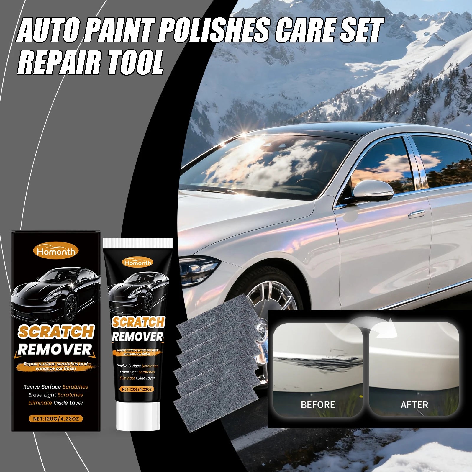 Rimozione graffi auto, riparazione graffi auto, cera, pasta abrasiva, riparazione rapida graffi auto, lucidanti per vernice auto, set di cura, strumento di riparazione