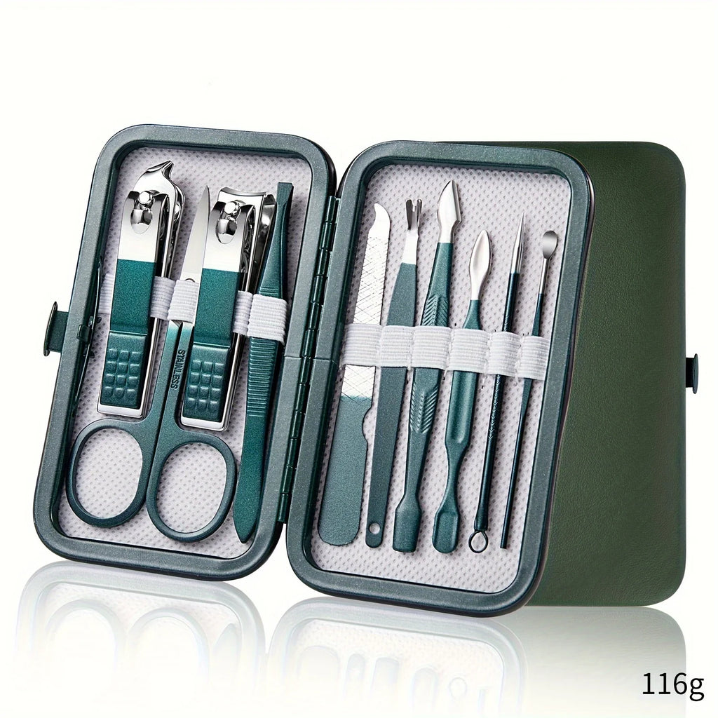 Kit professionale per la cura delle unghie da 7/10/12/18 pezzi, set per manicure e pedicure in acciaio inossidabile, set tagliaunghie con custodia da viaggio 