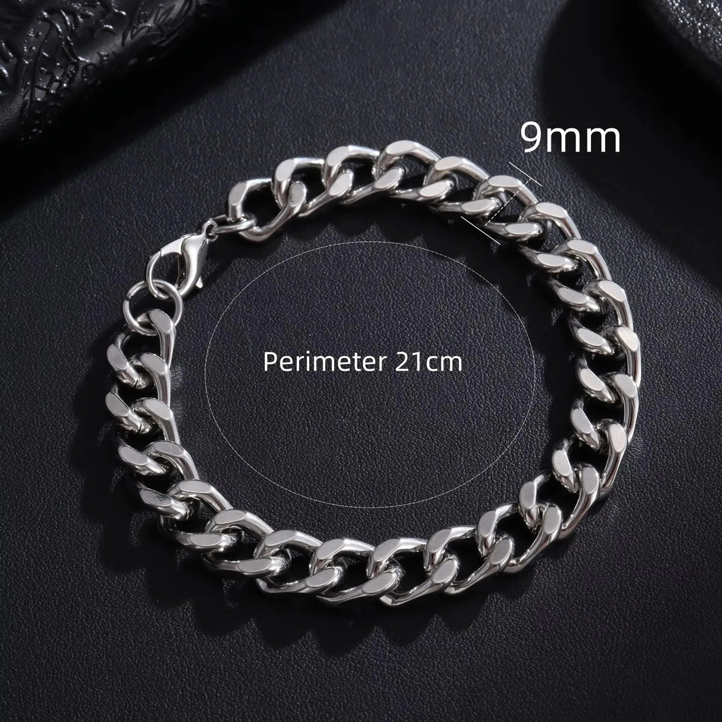 Nuovo braccialetto alla moda da uomo con catena classica in acciaio inossidabile da 3/5/7/9 mm di larghezza, braccialetto a catena per uomo e donna, regalo di gioielli 