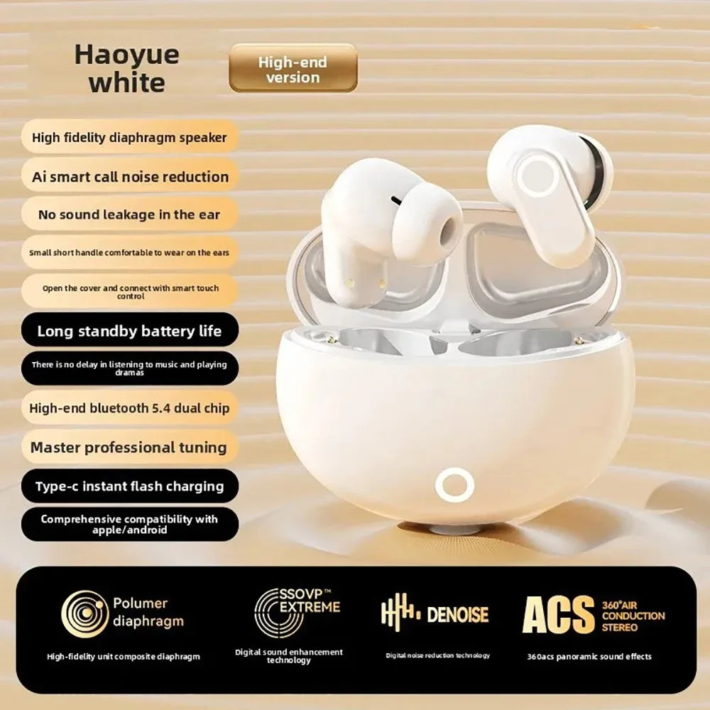 Nuove cuffie auricolari wireless in-ear Bluetooth 5.4, suono stereo HiFi, microfono integrato, cuffie con riduzione del rumore ENC per iPhone 