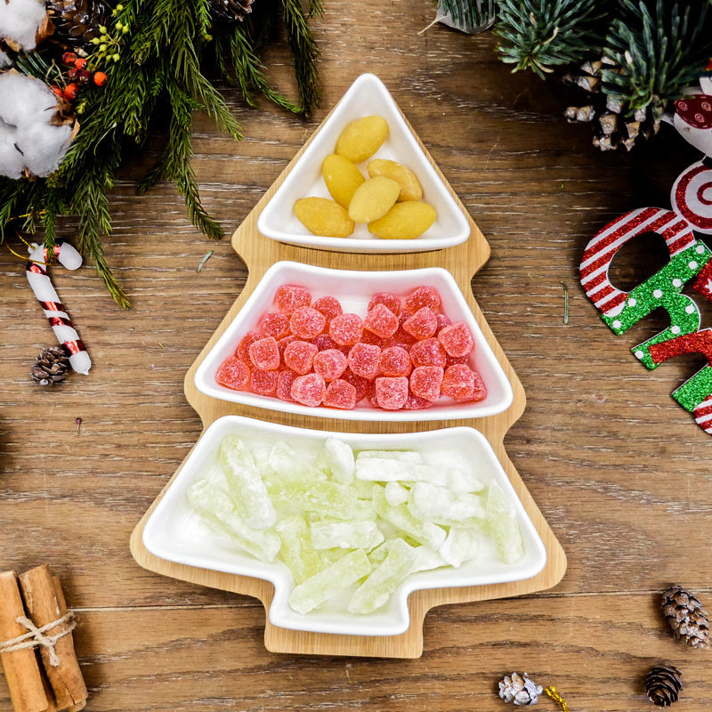 4 piatti in ceramica a forma di albero di Natale 