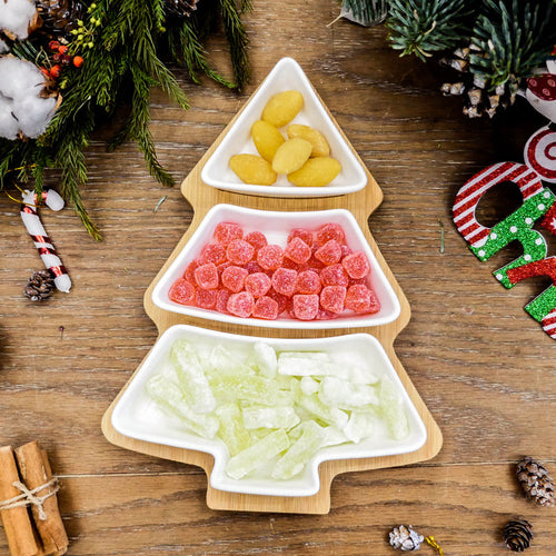 4 piatti in ceramica a forma di albero di Natale 