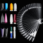 50 pezzi di punte finte per nail art, espositore trasparente, in acrilico nero naturale, campione di smalto in gel, strumento per manicure da esposizione 
