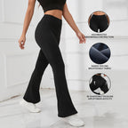 Pantaloni da yoga a vita alta micro svasati da donna - Pantaloni a ferro di cavallo snellenti in pelle di squalo, elasticizzati in 4 direzioni 