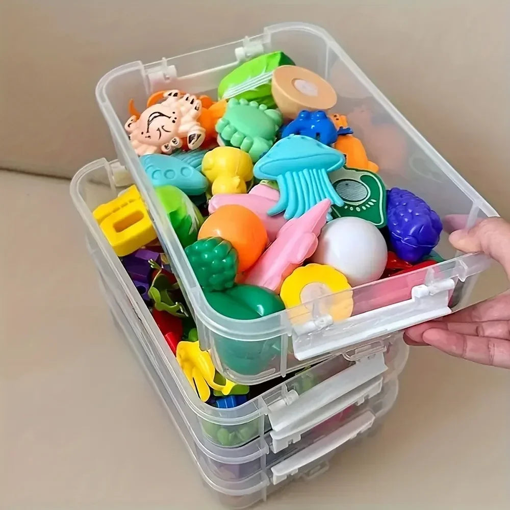 Scatola portaoggetti per blocchi di costruzione, strumento di visibilità trasparente, scatole di classificazione, cassetto a griglia a prova di umidità, cofanetto portaoggetti impilabile 