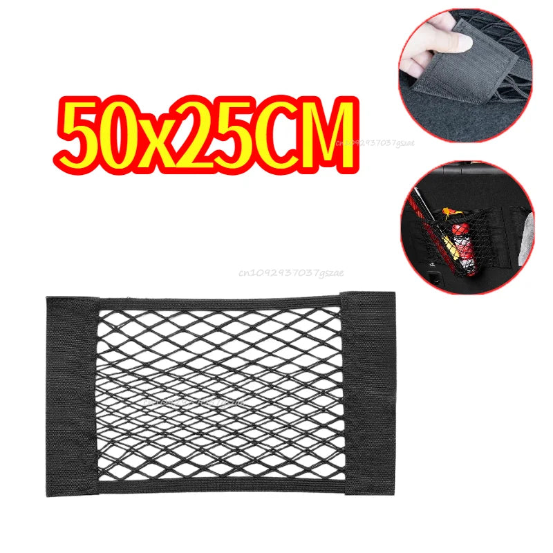 Rete portaoggetti per auto, rete elastica, tascabile, adesivo magico elastico, universale, rete posteriore per bagagliaio, tasca per sedile, organizer per auto 