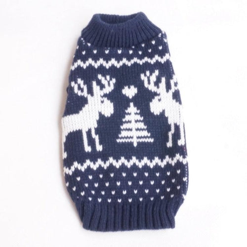 Maglione festivo per animali domestici - Design con renne natalizie blu e rosse