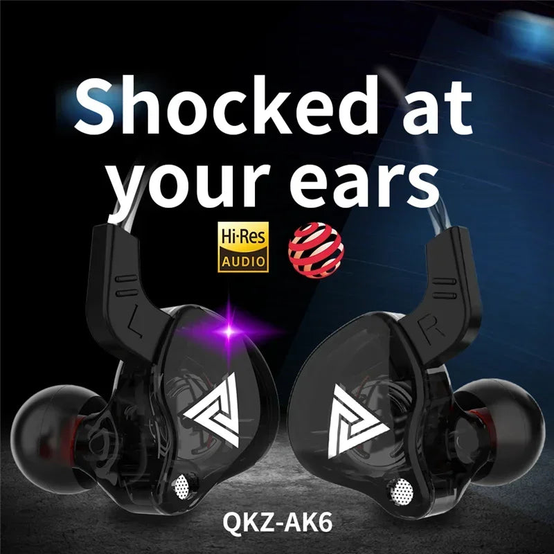 NUOVI auricolari cablati HiFi QKZ AK6 con driver in rame, cuffie sportive da corsa da 3,5 mm, auricolari stereo bassi, auricolari musicali in-ear con microfono 