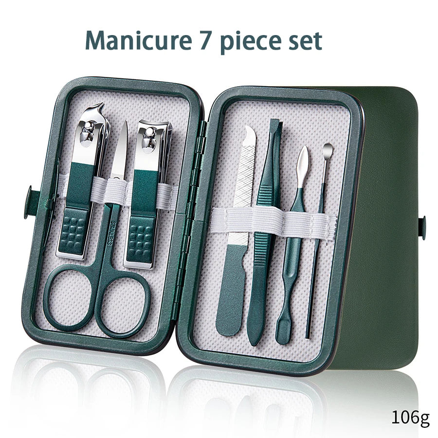 Set manicure da 6-9 pezzi con custodia in pelle, kit di strumenti professionali per la cura dei piedi e del viso, set di tagliaunghie in acciaio inossidabile, regalo 