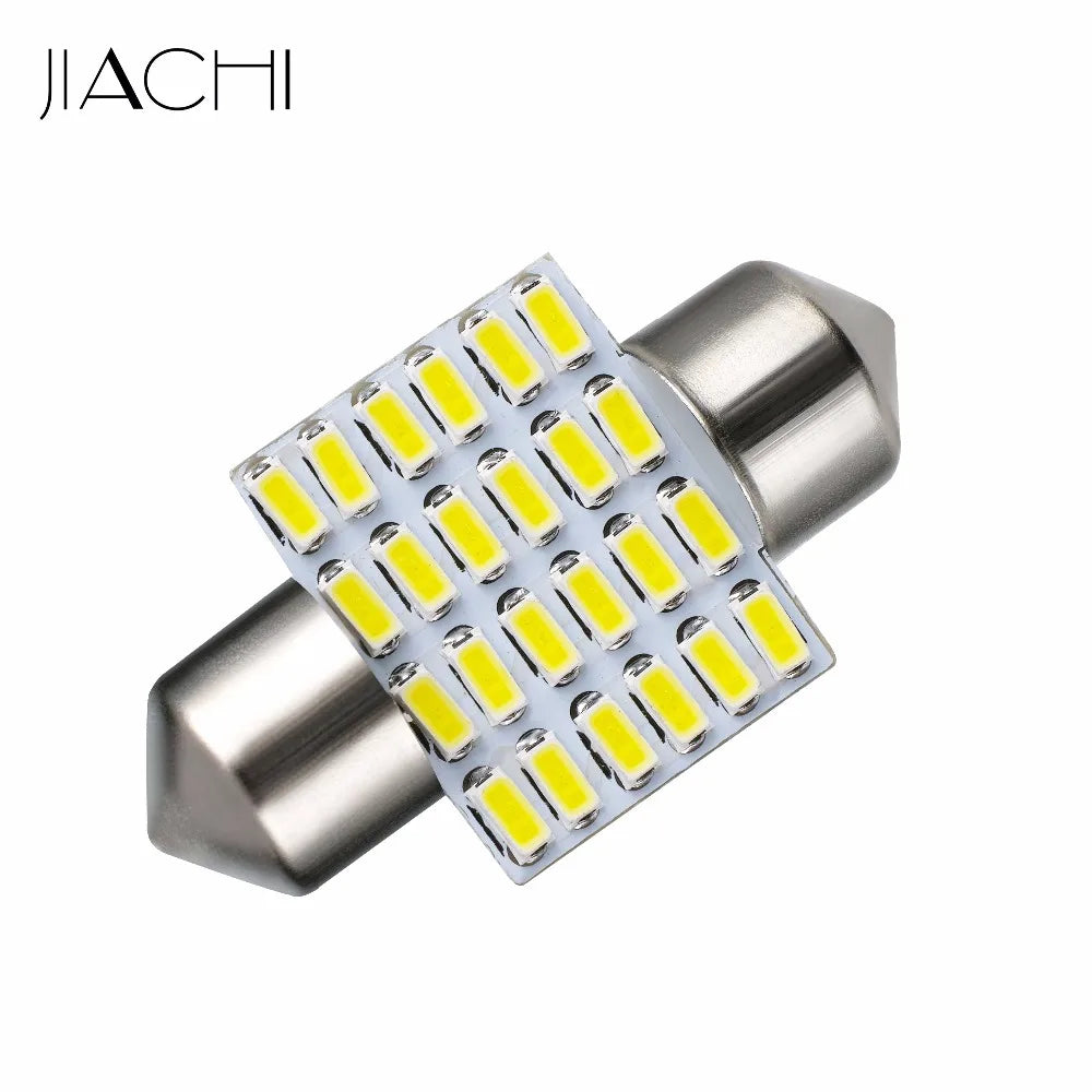 JIACHI 100 pezzi Super Bright White C5W C10W Car Light Festoon LED Light 31MM 3014Chip 24SMD Lampadina per lettura interna auto 12-24V 