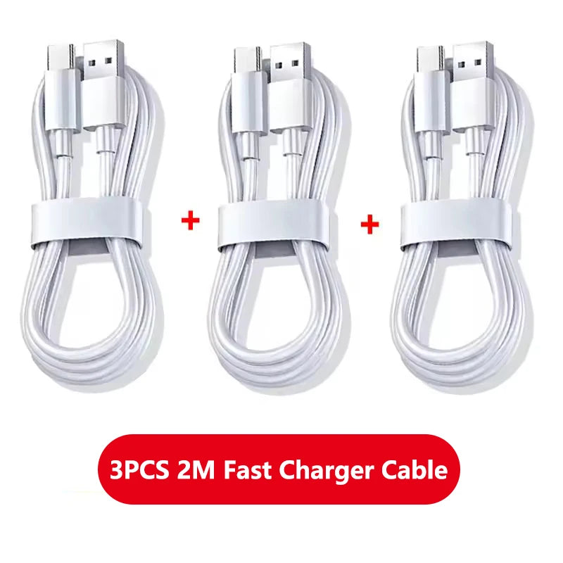Cavo di ricarica super veloce tipo C da 3 pezzi 6A 100W per Huawei, OPPO, vivo, iQoo, cavi USB C a ricarica rapida 
