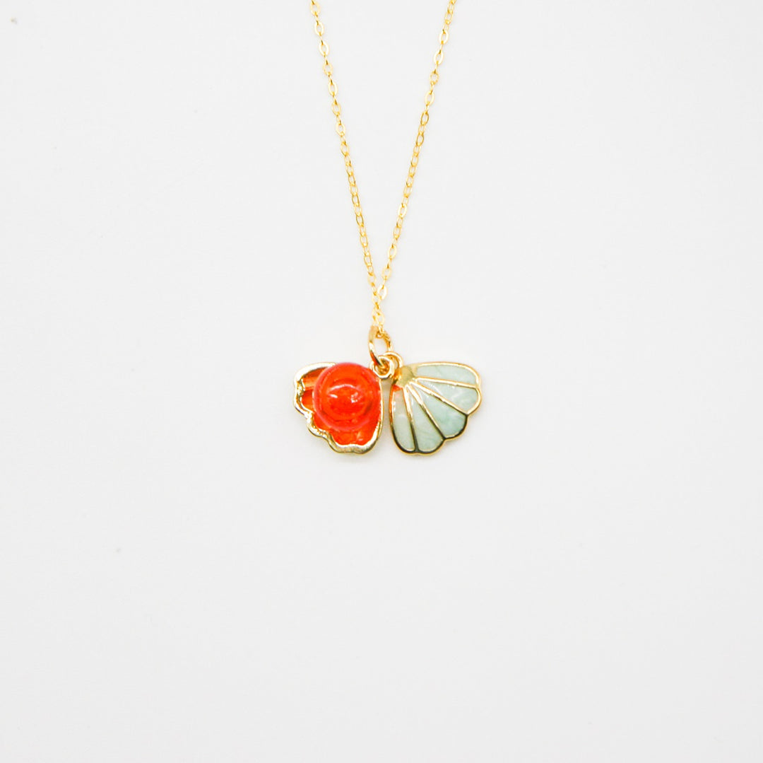 Confezione regalo - Collana con aroma di tramonto e conchiglia verde, catena in argento sterling