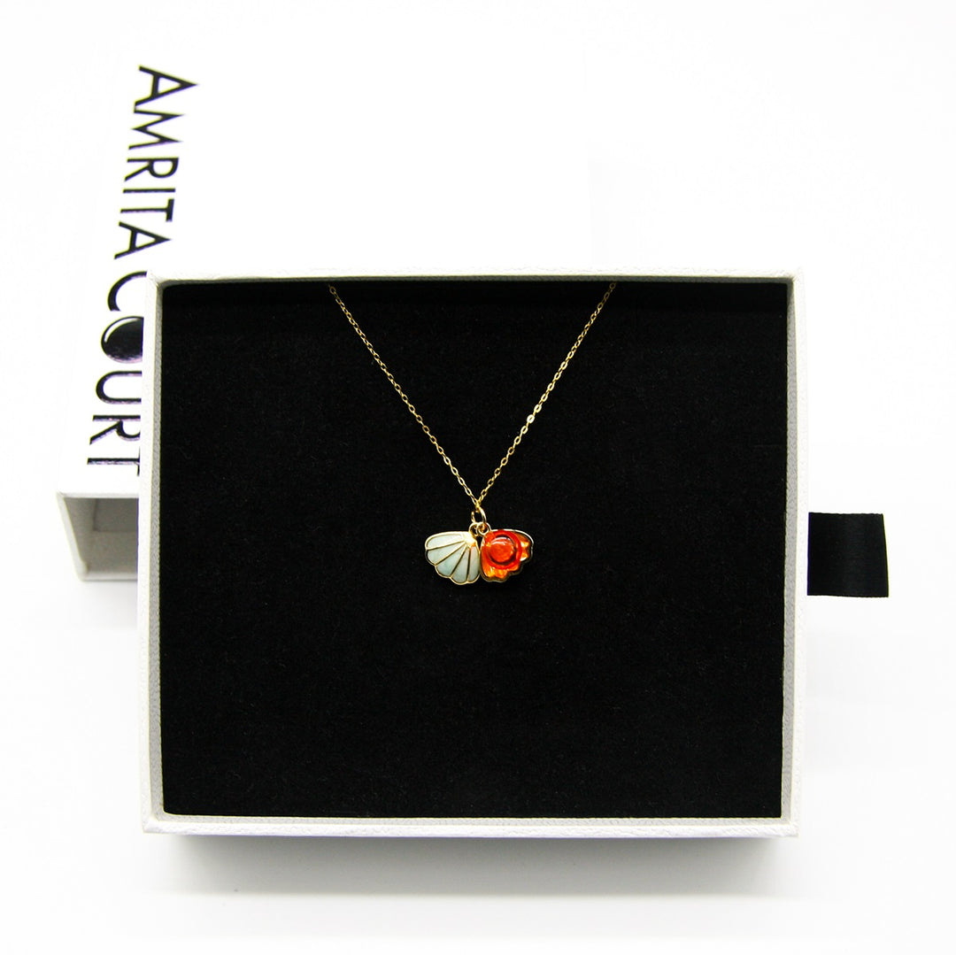 Confezione regalo - Collana con aroma di tramonto e conchiglia verde, catena in argento sterling