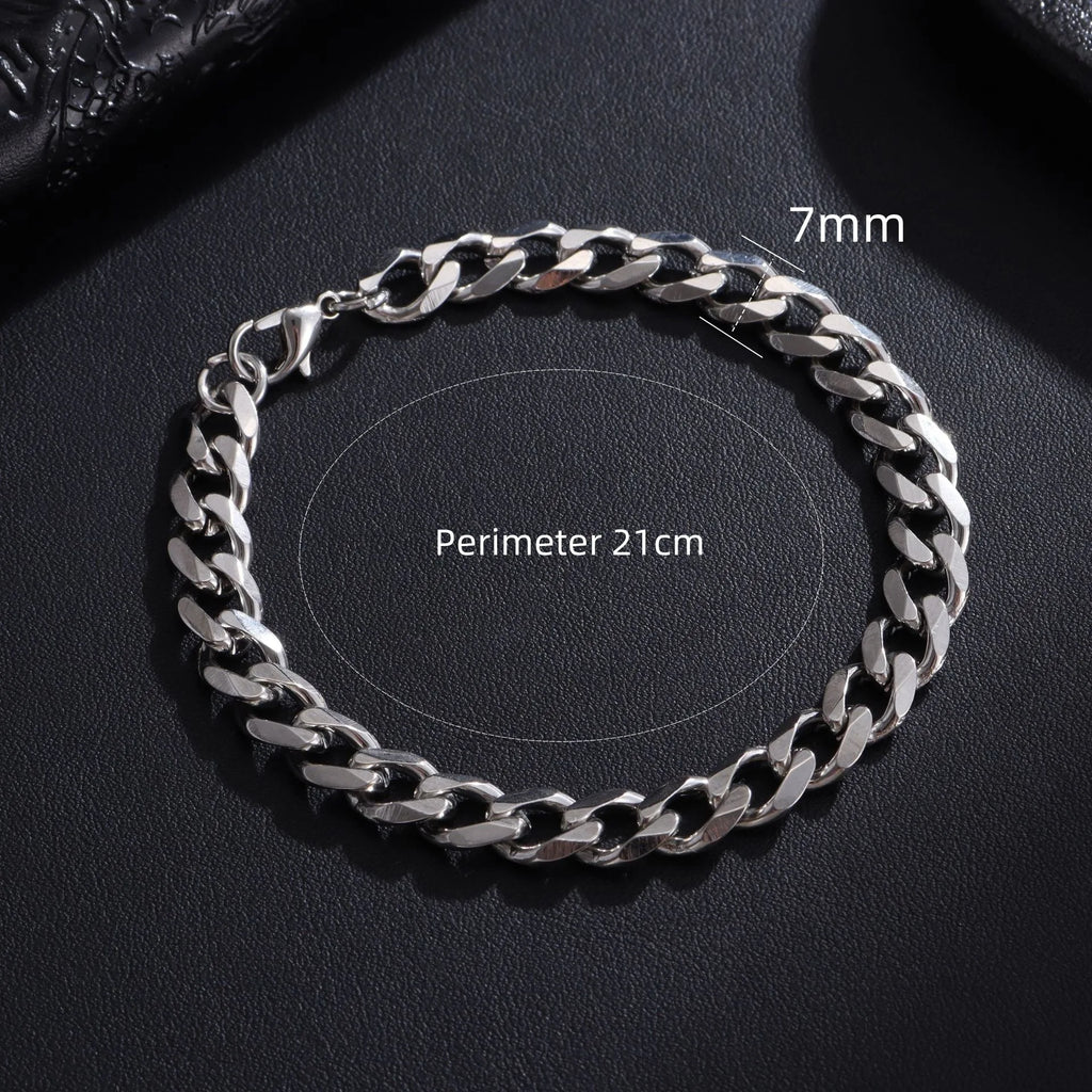 Nuovo braccialetto alla moda da uomo con catena cubana, classico in acciaio inossidabile, larghezza 3/5/7/9 mm, per uomo e donna, regalo di gioielli