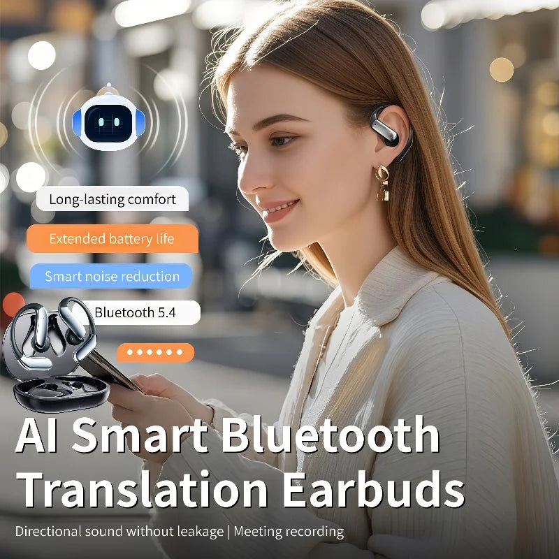 Auricolari Bluetooth 5.3 AI Translator Q102 Cuffie wireless impermeabili con microfono ENC con cancellazione del rumore per sport, allenamento e palestra 