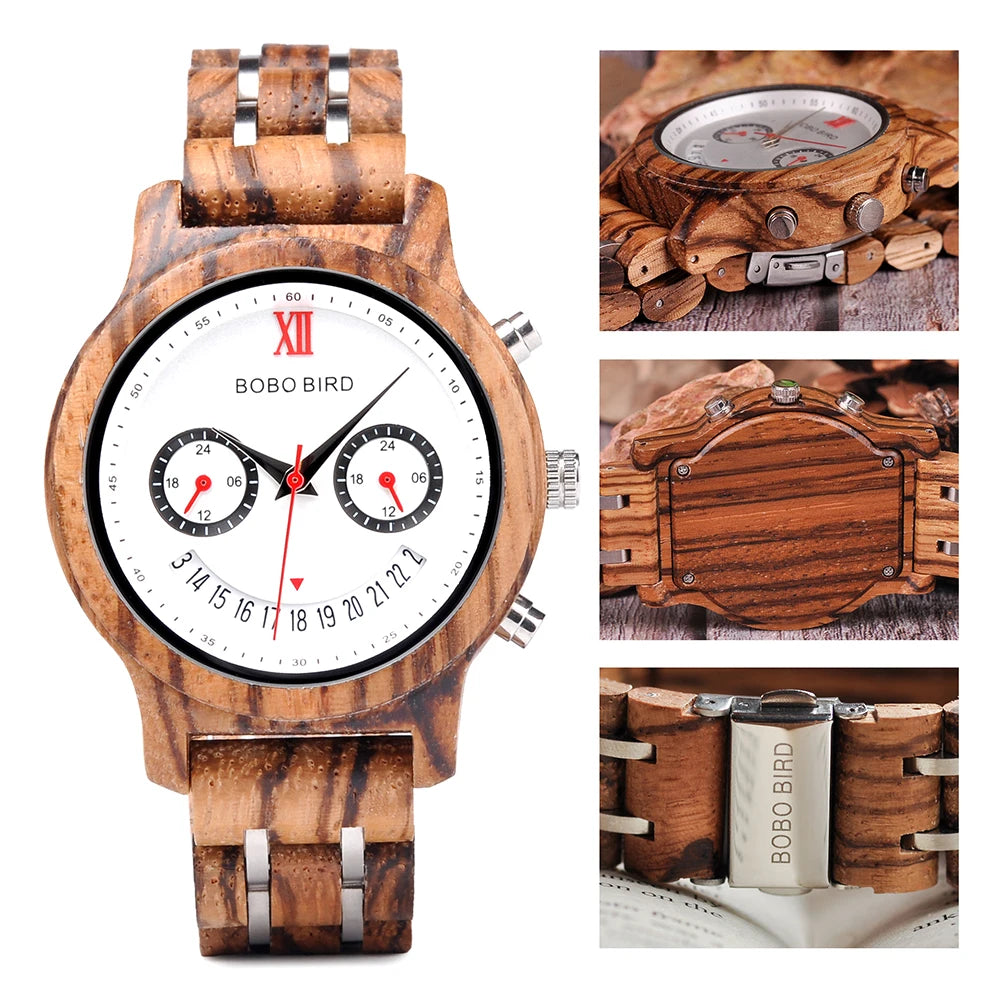 Orologio in liquidazione BOBOBIRD Design Orologio da polso al quarzo in legno per uomo Orologi dal buon rapporto qualità-prezzo Eco-regali Scatola misteriosa Invio casuale 