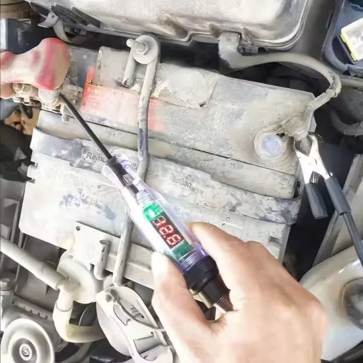 Tester di tensione per auto e camion da 6-24 V con display digitale, penna elettrica, lampadina, penna per test di circuiti automobilistici 