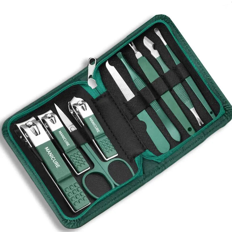Kit professionale per la cura delle unghie da 7/10/12/18 pezzi, set per manicure e pedicure in acciaio inossidabile, set tagliaunghie con custodia da viaggio 