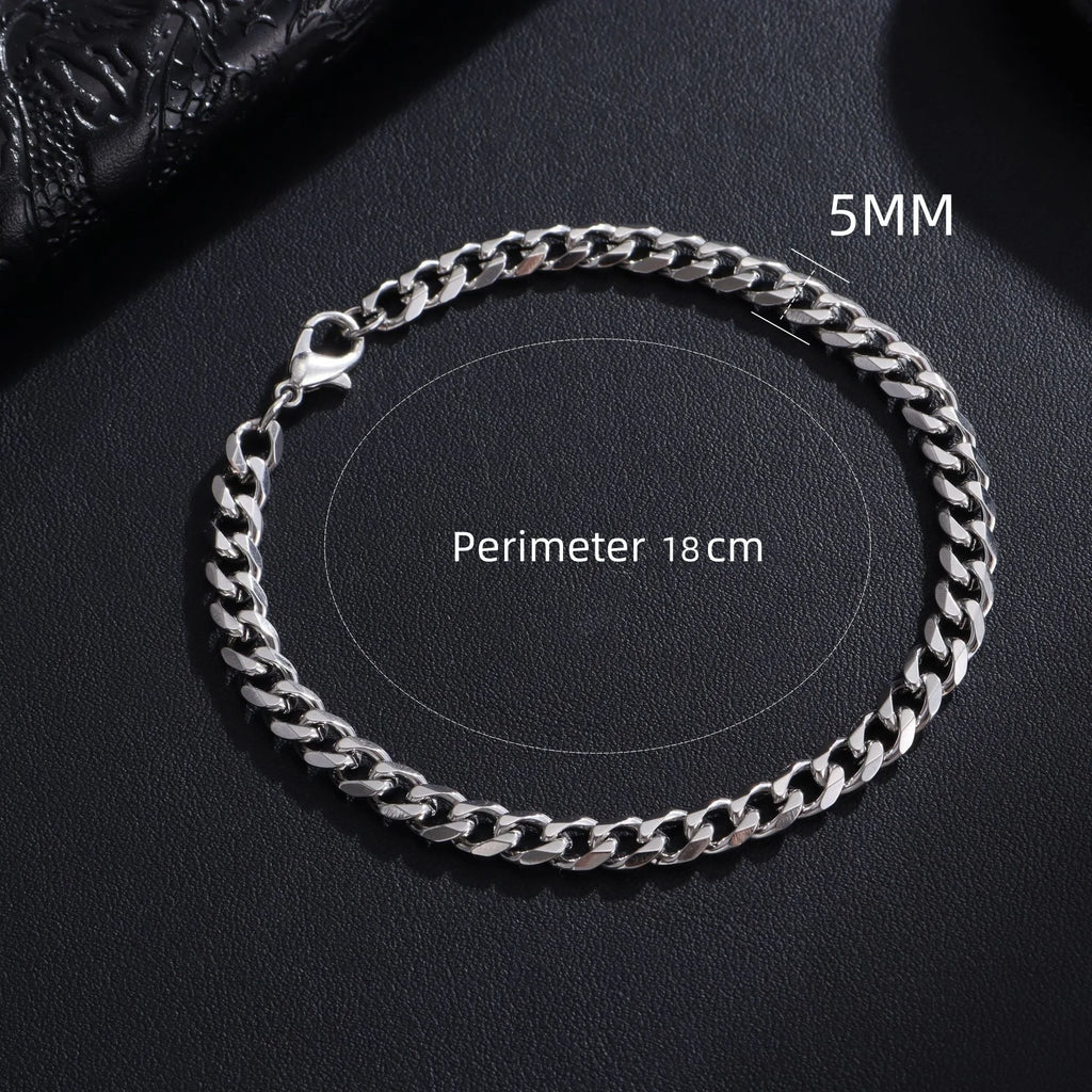 Nuovo braccialetto alla moda da uomo con catena cubana, classico in acciaio inossidabile, larghezza 3/5/7/9 mm, per uomo e donna, regalo di gioielli