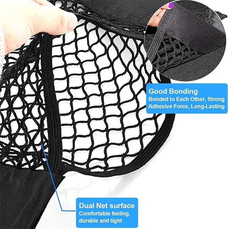 Organizer universale in rete per bagagliaio auto, tasca portaoggetti in velcro, borsa portaoggetti elastica per veicoli, accessori interni in rete per auto