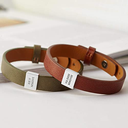 Braccialetto in pelle personalizzato con numeri romani, regalo di San Valentino per il fidanzato