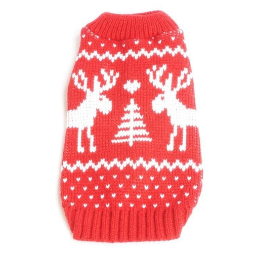 Maglione festivo per animali domestici - Design con renne natalizie blu e rosse