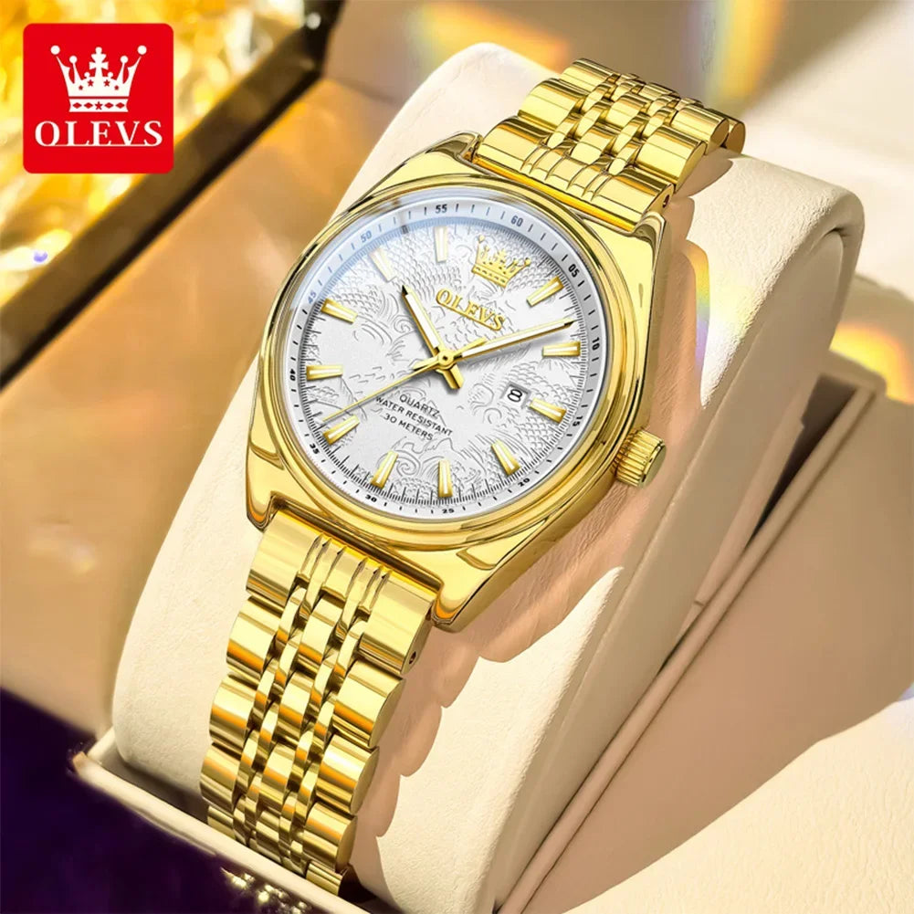OLEVS Nuovo 3703 Orologi Donna Elegante Orologio al Quarzo Impermeabile Luminoso Acciaio Inossidabile Data Orologi Donna Braccialetto Confezione Regalo 