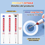 1-40PCS 20mm Deep Hole Long Nib Head Markers For Metal Perforating Pen Waterproof Bathroom Woodworking Decoration Multi-Purpose
