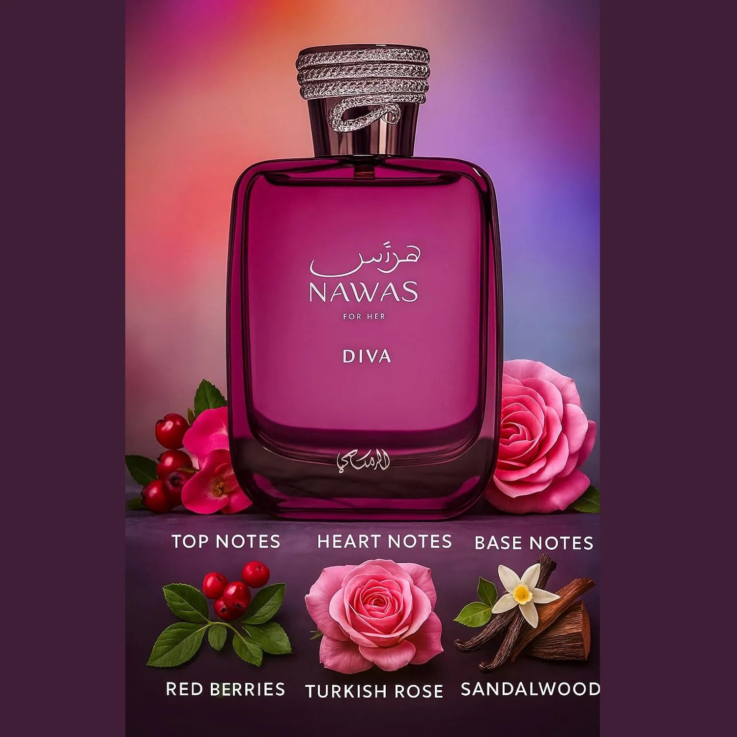 Hawas Diva Eau de Parfum per donna 3,4 fl oz EDP – Fragranza floreale-fruttata di lusso per donna. Profumo a lunga durata. Juicy Berry &amp; Jasmi. 