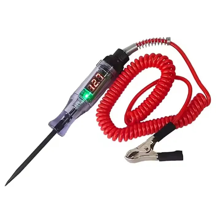Tester di tensione per auto e camion da 6-24 V con display digitale, penna elettrica, lampadina, penna per test di circuiti automobilistici 